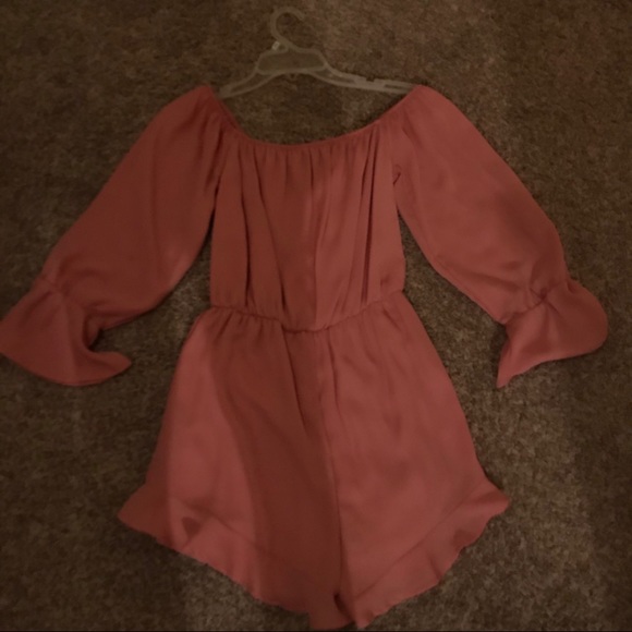 Pink Peach Love off the shoulder romper small - Picture 6 of 6